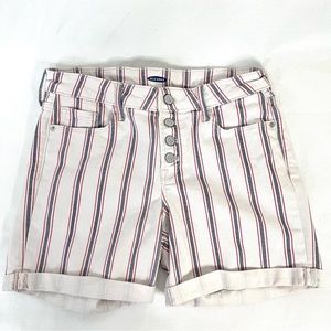 Old Navy | High Waist Button Fly Blue & Red Stripe Shorts Size 6
